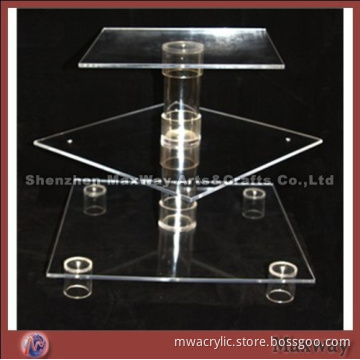 Crystal 3 tier square stable acrylic cupcake display holder